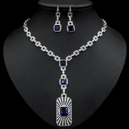 Zircon Jewelry Necklace & Earnings set